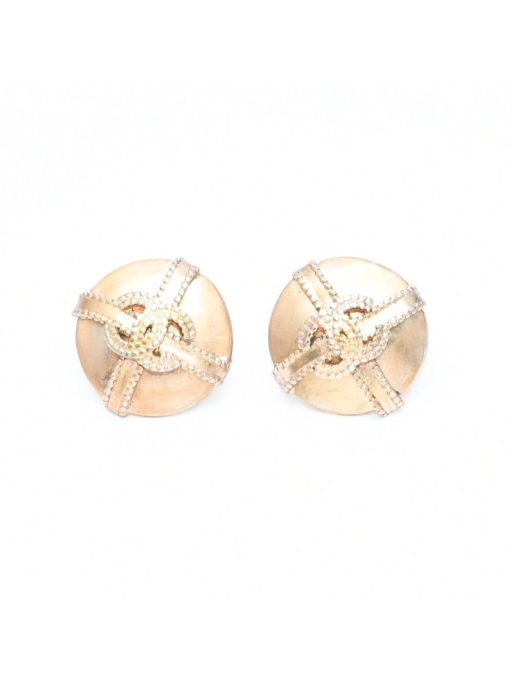 Chanel Earrings CC Logo Stamp Weight Gold